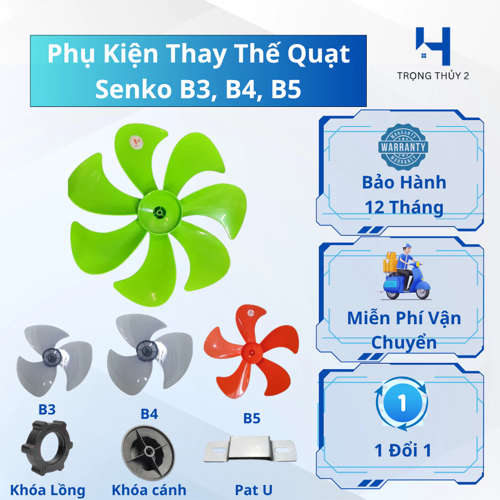 Phụ Kiện Quạt Senko B3 B4 B5 – Cánh Quạt, Lồng Quạt, Nút Vặn – Hàng Thay Thế Chính Hãng