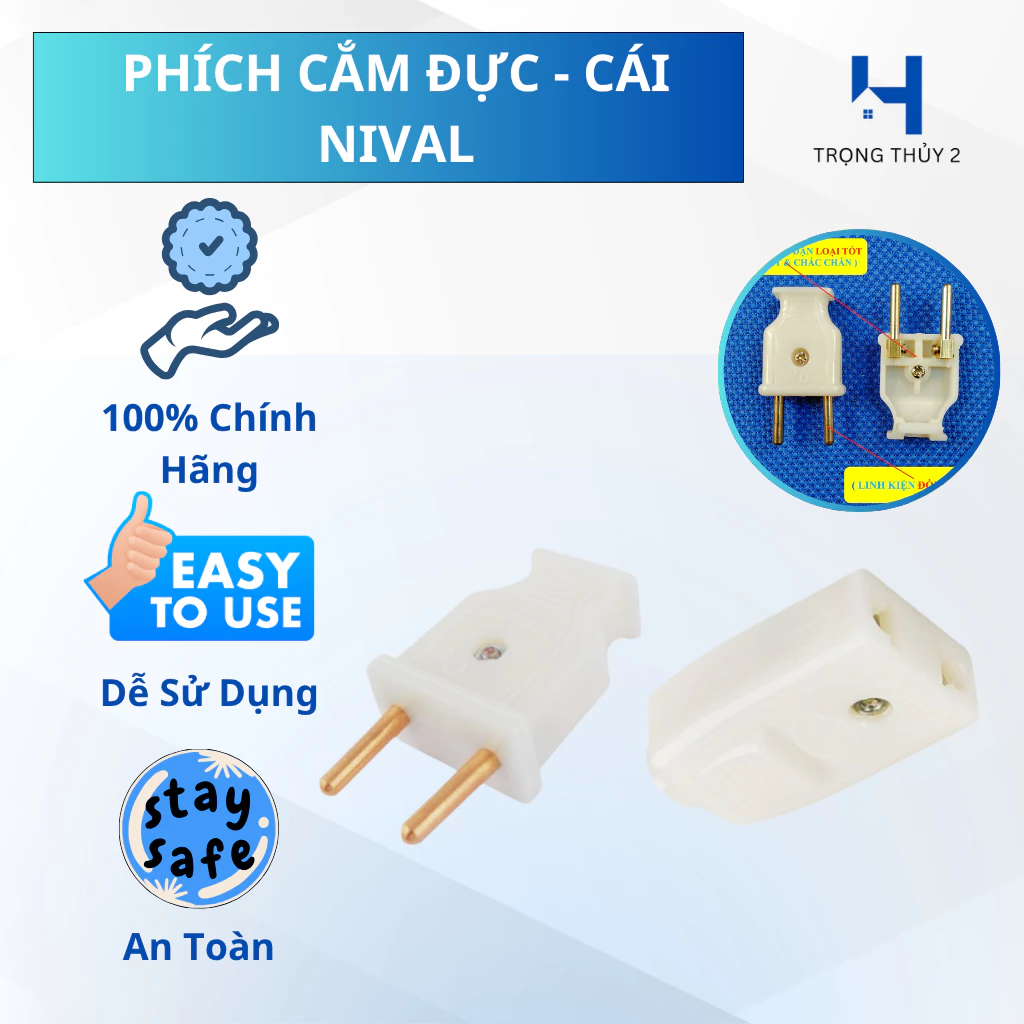 Phích Cắm Cái - Đực NIVAL Chịu Tải Cao | Chất Liệu Bền, Dẫn Điện Tốt | An Toàn - Dễ Sử Dụng