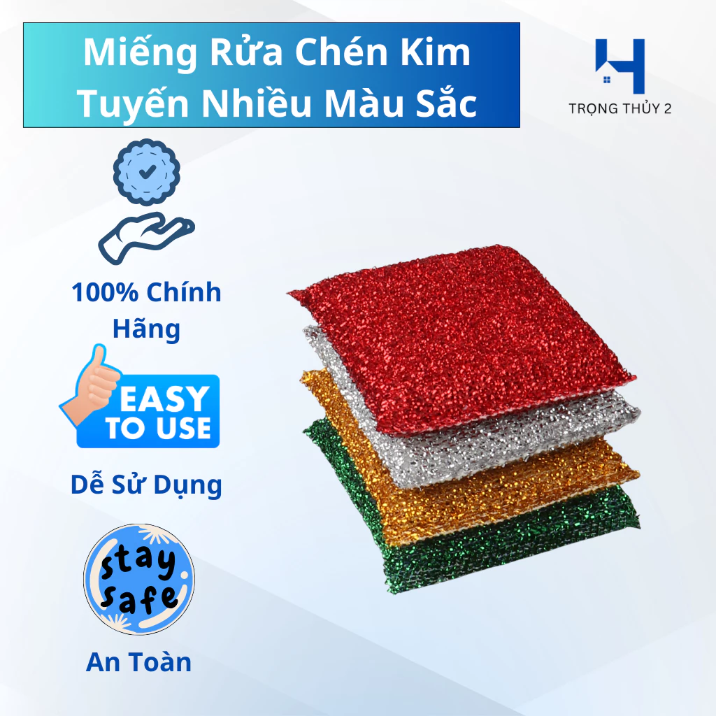 Combo 4 Miếng Rửa Chén Kim Tuyến – Bọt Nhiều – Làm Sạch Hiệu Quả – Bền Lâu – Tiện Dụng Cho Nhà Bếp