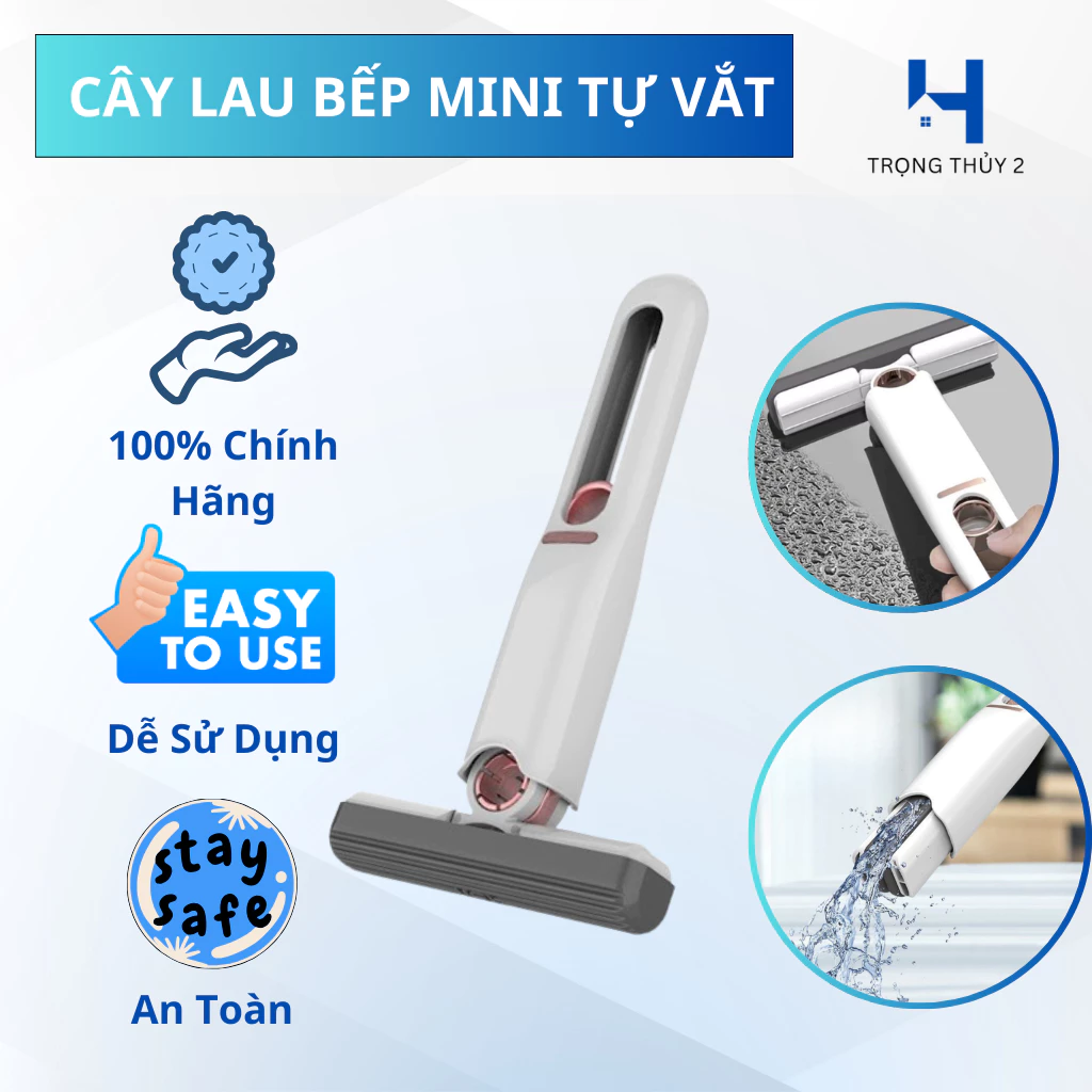 Cây Lau Bếp Mini 25cm Tự Vắt – Gập Gọn, Lau Sạch Nhanh, Đa Năng Dùng Cho Bàn Bếp & Kính