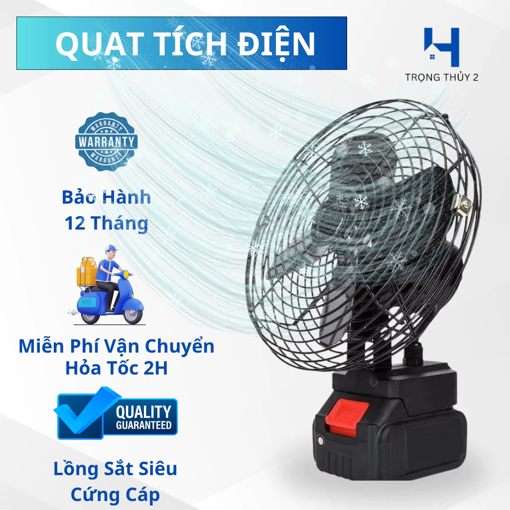 Quạt Tích Điện, Quạt Pin Lồng Sắt 10 Cell - Sử Dụng Được 8 Giờ Liên Tiếp, Bền Bỉ, Đầy Đủ Phụ Kiện
