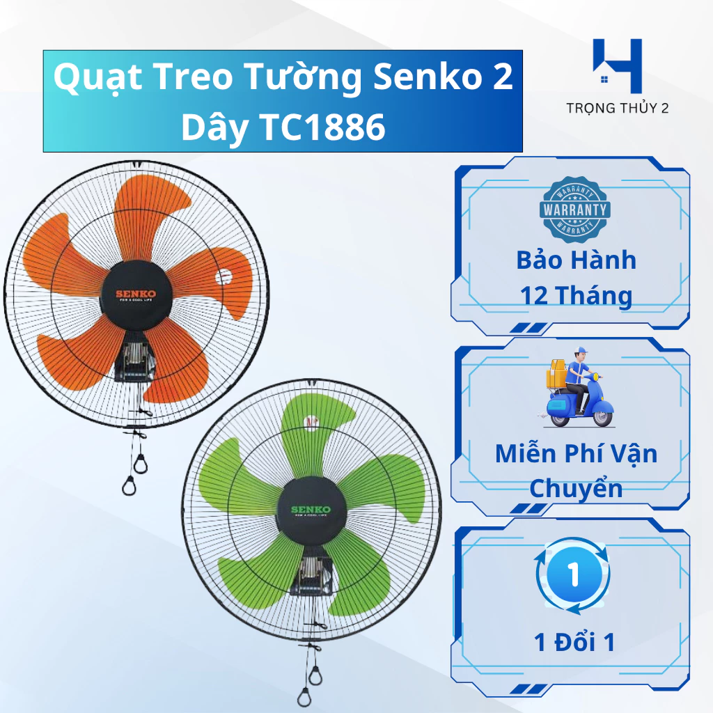 Quạt Treo Tường Senko Công Nghiệp TC1886 - Công Suất 75W, Sải Cánh 43Cm, Bảo Hành Chính Hãng