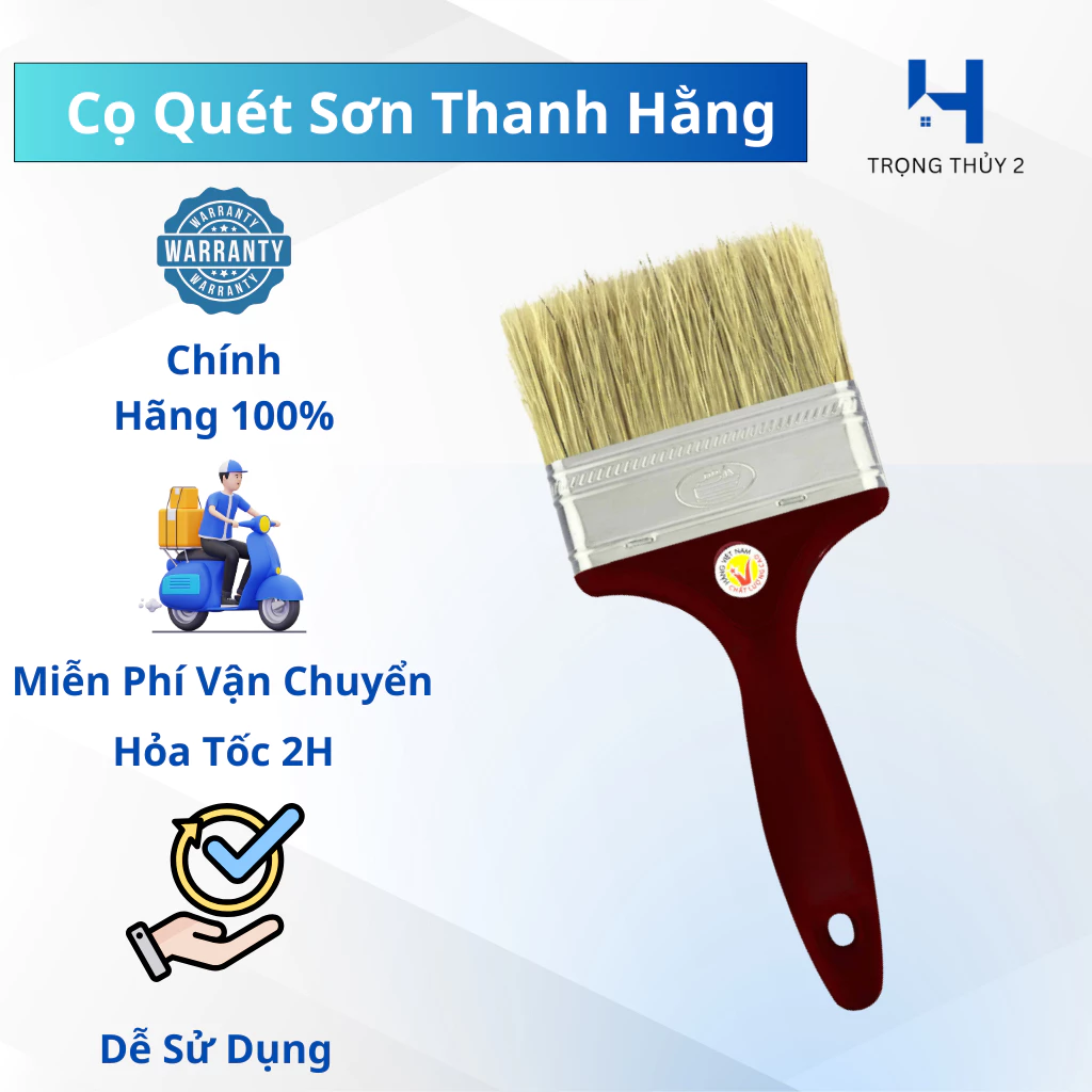 Cọ Quét Sơn, Chổi Quét Sơn Thanh Hằng Chất Lượng Cao - Nhiều Kích Cỡ, Lông Dày, Mịn