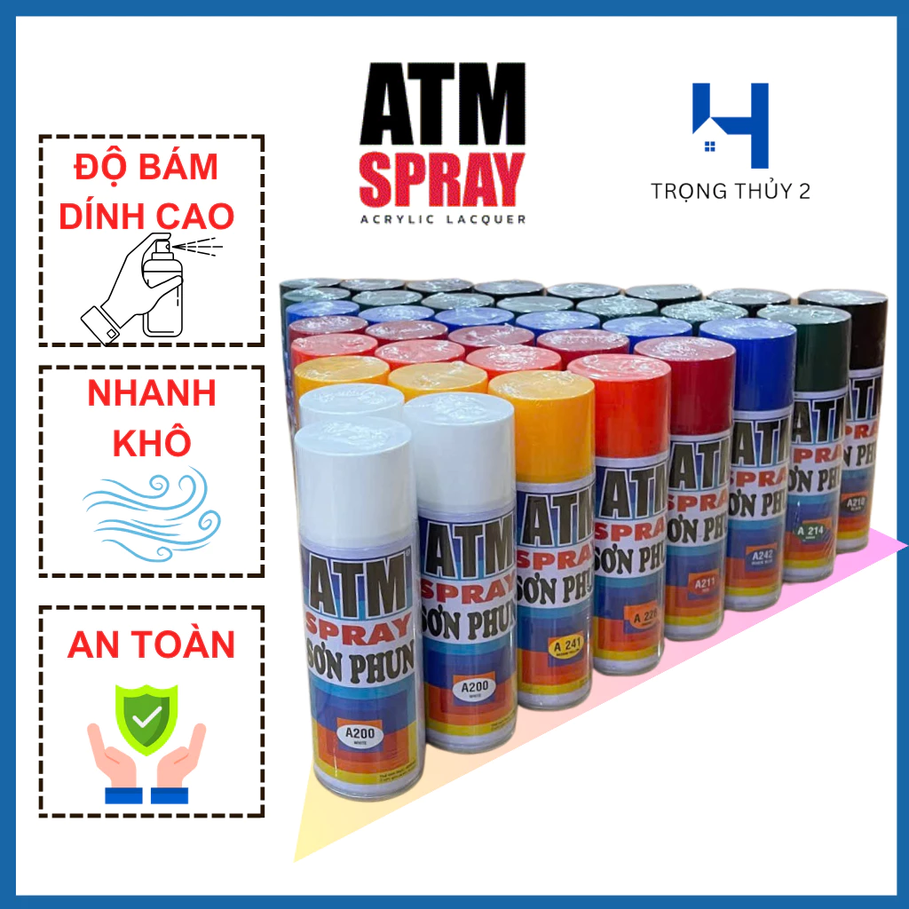Sơn Xịt Cầm Tay ATM 400ML - Đa Dạng Màu Sắc, Nhanh Khô, Độ Bám Cao - An Toàn Và Tiện Lợi.