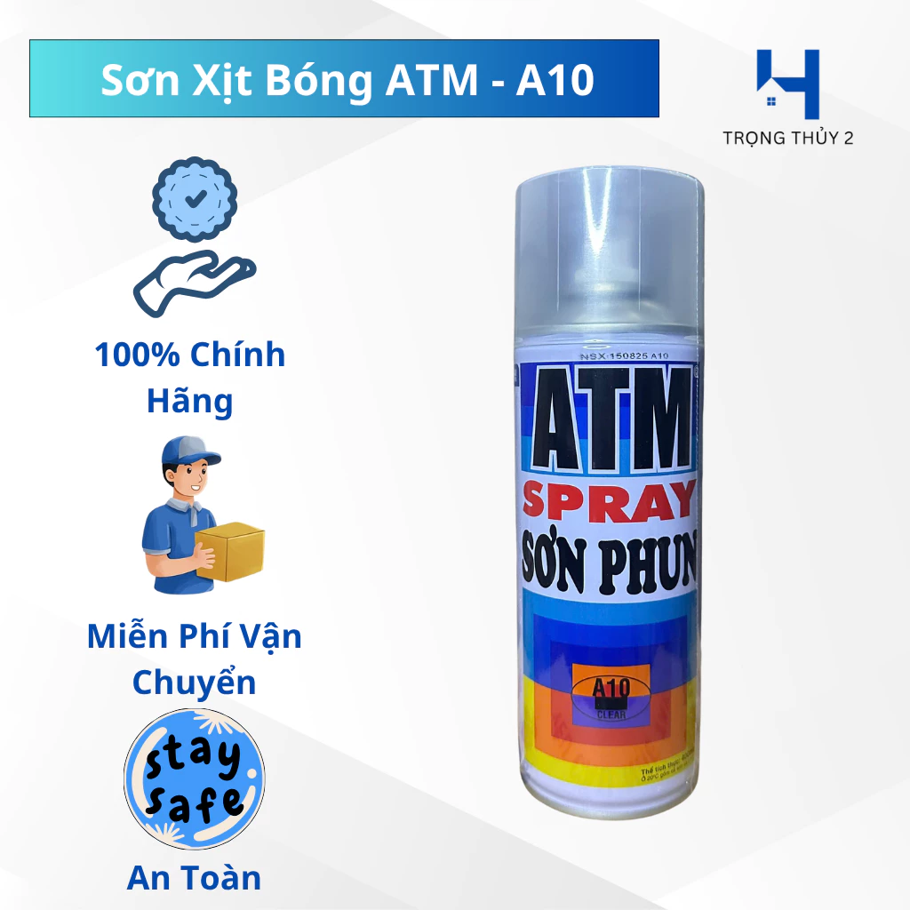 Sơn Xịt Bóng ATM 400ML A10 - Dùng Xịt Tô Tượng, Hoa, Mô Hình, Không Màu, Mau Khô, Bảo Vệ Lớp Sơn