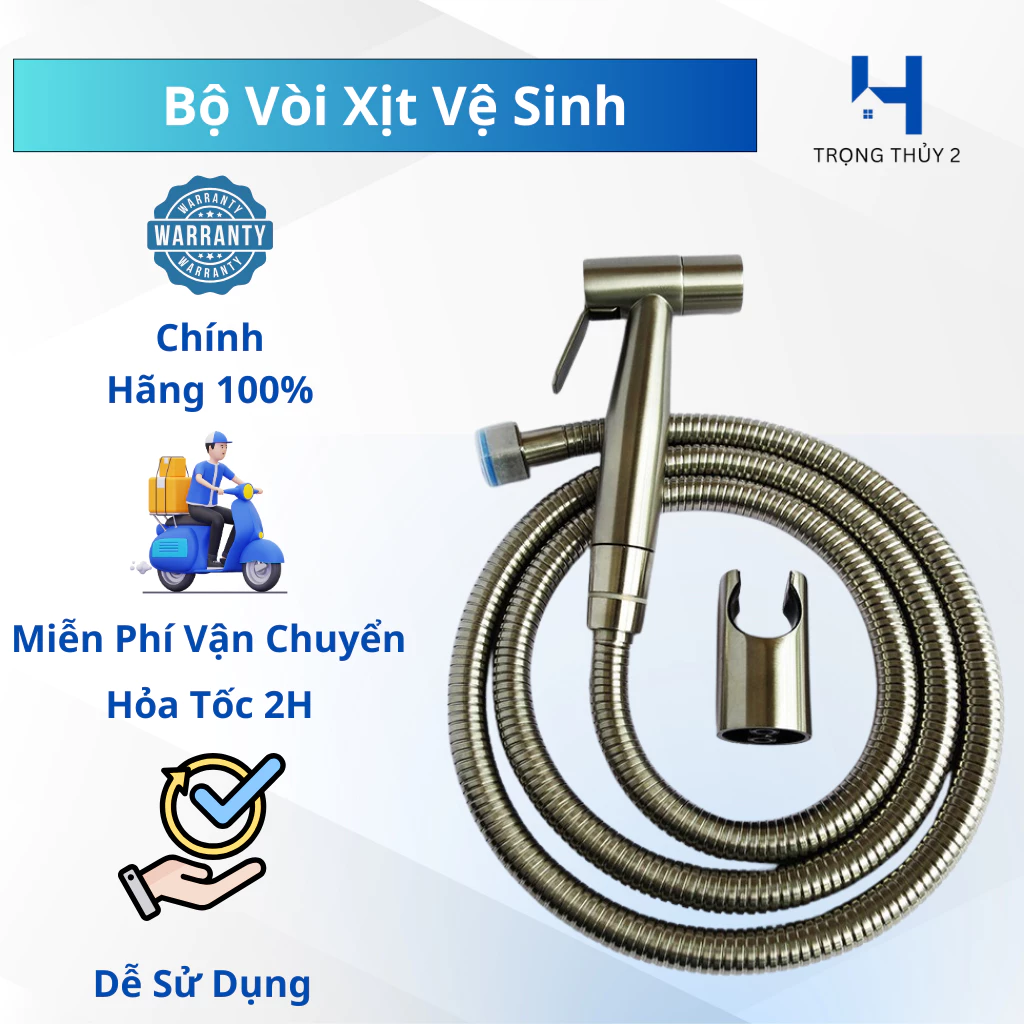 Bộ Vòi Xịt Nhà Vệ Sinh Inox 304, Nhựa Cao Cấp TOSKA Kèm Dây Dài 120cm - Chống Gỉ, Áp Lực Mạnh