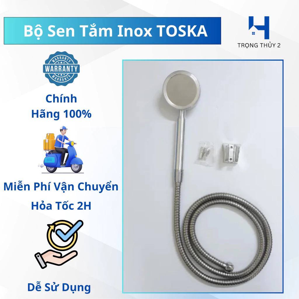 Bộ Sen Tắm Inox 304, Nhựa Cao Cấp TOSKA Kèm Dây Dài 120cm - Chống Gỉ, Áp Lực Mạnh, Tặng Kèm Keo Lụa