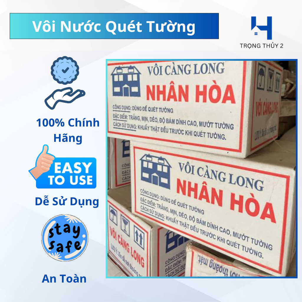Vôi Quét Tường Càng Long 2KG - Bảo Vệ, Tăng Độ Bền Cho Tường, Tăng Tính Thẩm Mỹ